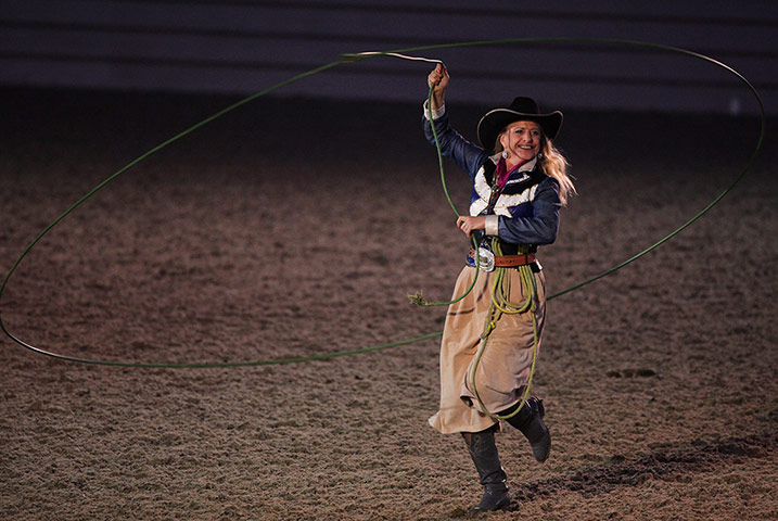 Jennifer Nicholson, Riata Ranch Cowboy Girls, performing at Her Majesty's Diamond Jubilee (photo by Geoff Caddick/EPA) Jennifer Nicholson, Riata Ranch Cowboy Girls, performing at Her Majesty's Diamond Jubilee (photo by Geoff Caddick/EPA)