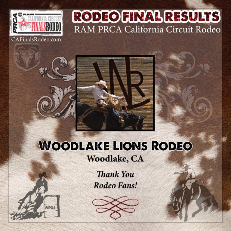 Final Results 61st Annual Woodlake Lions Rodeo RAM PRCA California
