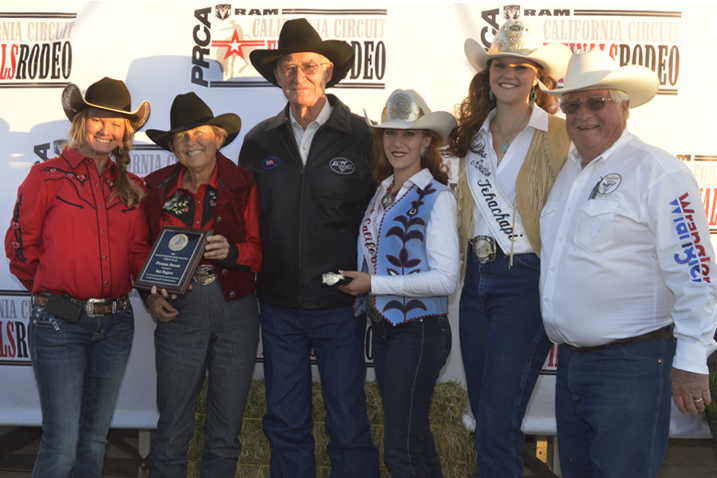 2012 WPRA CA Circuit Pioneer Award Recipient Dr. Sue Rogers (WPRA CA Circuit Director Marguerite Happy, Dr. Sue Rogers, Larry Rogers, Miss Rodeo California Mackenzie Cayford, Miss Rodeo Tehachapi Heather Ross, California Circuit Finals President Johnny Zamrzla) 2012 WPRA CA Circuit Pioneer Award Recipient Dr. Sue Rogers (WPRA CA Circuit Director Marguerite Happy, Dr. Sue Rogers, Larry Rogers, Miss Rodeo California Mackenzie Cayford, Miss Rodeo Tehachapi Heather Ross, California Circuit Finals President Johnny Zamrzla)
